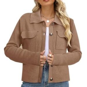 🎀 NWT Long Sleeve Sweater Cardigan Open Front Cropped Knit Jackets with Pockets